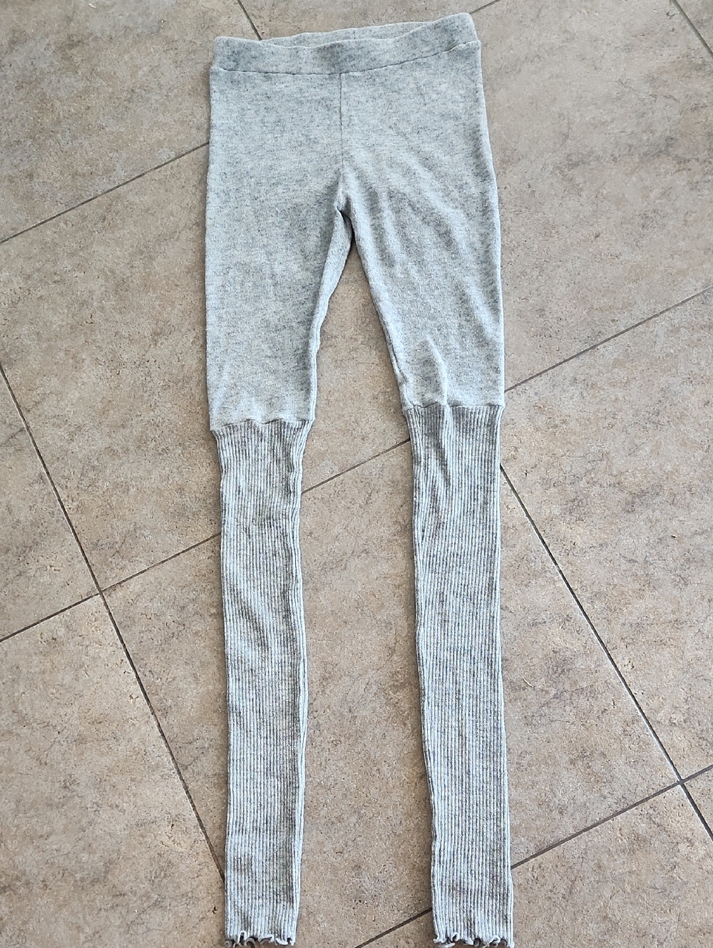 Free People Heather Gray Ribbed Knit Leggings